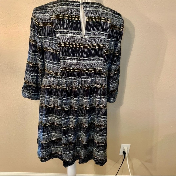 H&M Tunic Top Sz 10 Black Geometric Pattern White Yellow 100% Viscose Boho - Picture 8 of 15